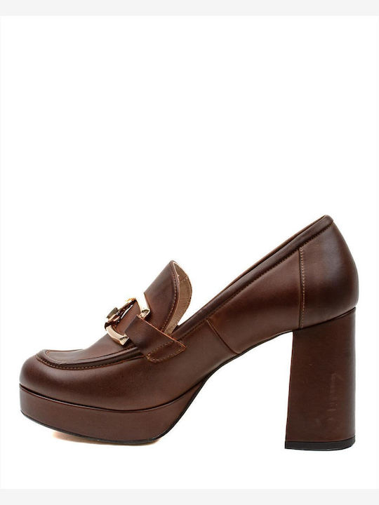 Mourtzi Leather Brown High Heels