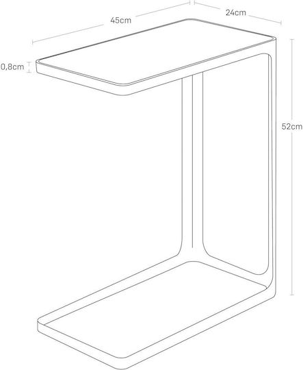 Ορθογώνιο Βοηθητικό Τραπεζάκι Frame C-Shaped Ξύλινο Μαύρο Μ24xΠ45xΥ52εκ.