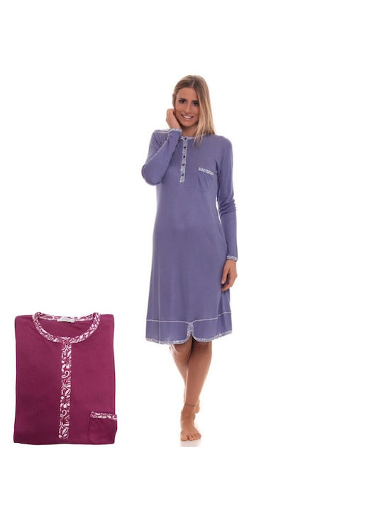 Mypi Women's Winter Nightgown Purple 3027