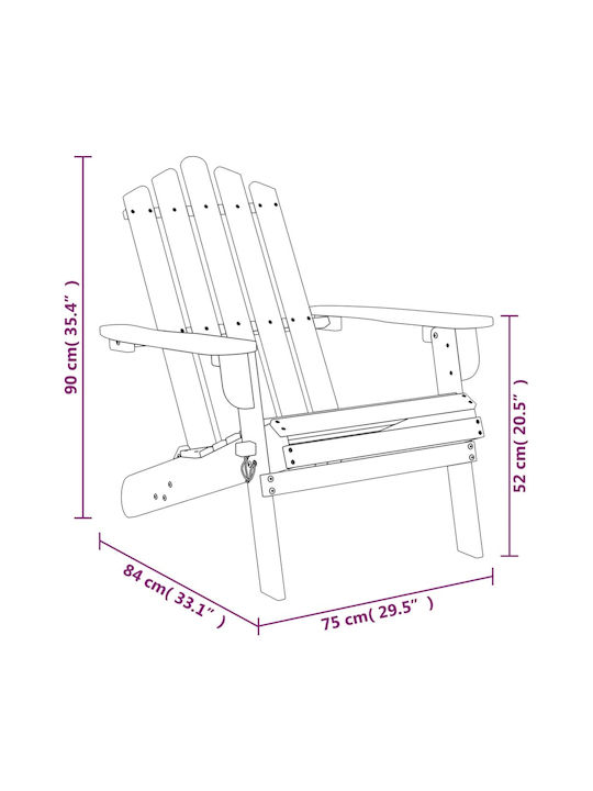 Deckchair Wooden Brown 2pcs 75x84x90cm.