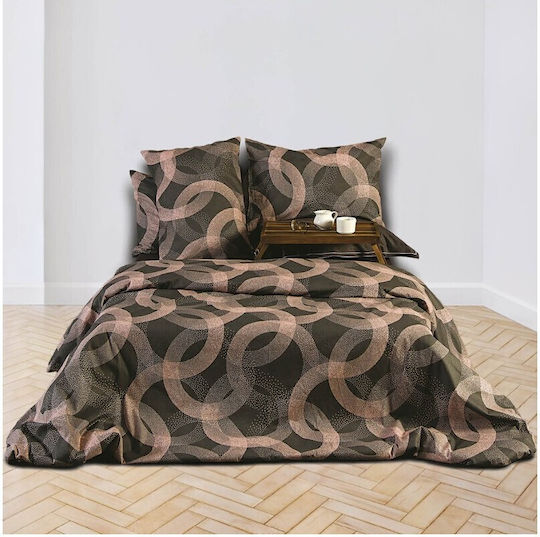 SB Home Set Queen 4pcs 230x260cm Rings Brown