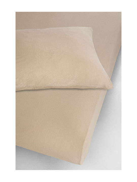 La Luna Sheet for Single Bed with Elastic 100x200+30cm. Jersey Beige Beige