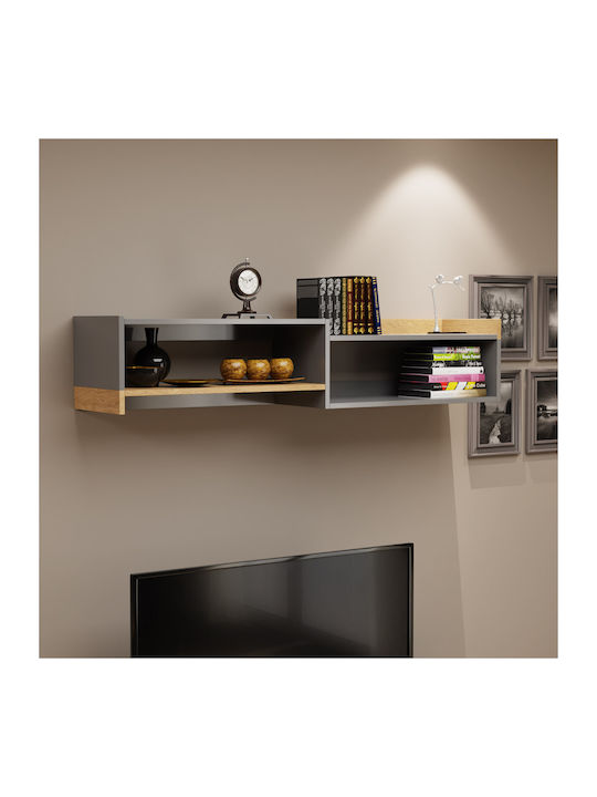 Shelf Wall Beril Anthracite / Golden Oak 138x30x27cm