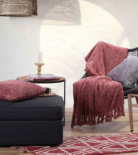 Nef-Nef Homeware Sofa Cushion Furry from Paprika Burgundy 45x45cm