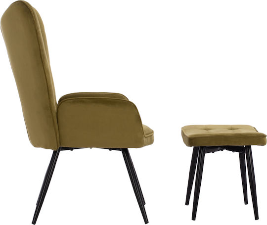 Crawley Hochlehner-Sessel mit Fußhocker Samt Olive 70x57x103cm