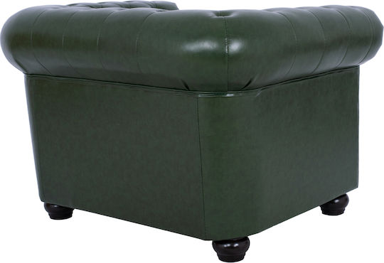 Chesterfield Πολυθρόνα από Δερματίνη Κυπαρισσί 106x87x70cm