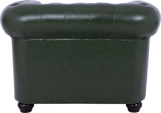 Chesterfield Πολυθρόνα από Δερματίνη Κυπαρισσί 106x87x70cm