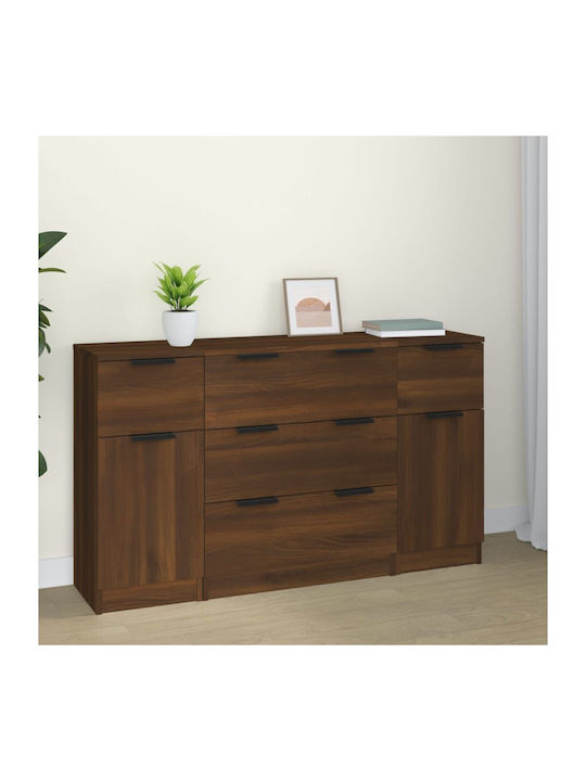 Sideboard Wooden with Drawers Brown Oak 120x30x70cm