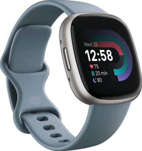 Fitbit Versa 4 Aluminium 41mm Waterproof Smartwatch with Heart Rate Monitor (Blue/Platinum)