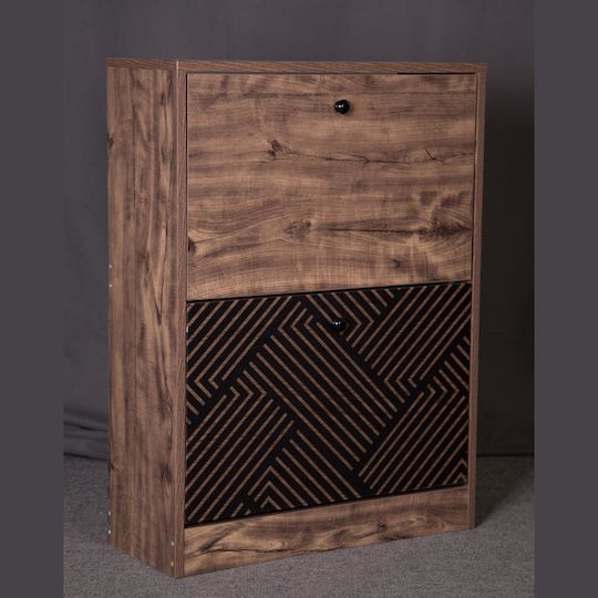 1872 Wooden Shoe Organizer with 2 Shelves Grey Oak - Black 60x23.5x81cm