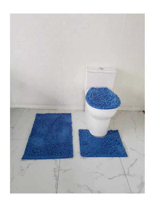 Sidirela Non-Slip Bath Mats Set Toilet E-2564 E-2564 Blue 2pcs