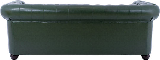 Chesterfield Cu trei locuri Canapea Piele ecologică Verde 200x90x73cm.