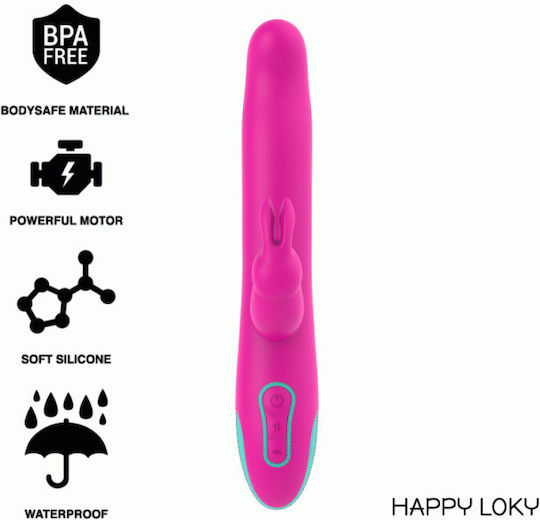 Dream Love Happy Loky Pluto Δονητής Rabbit με Απομακρυσμένο Έλεγχο Rabbit Vibrator & Rotator 24cm Fuchsia