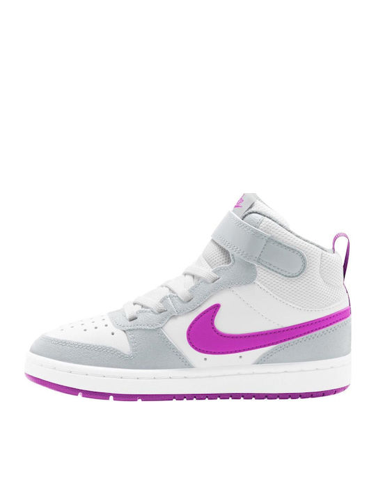 Court Court Borough Mid 2 Kids Sports Shoes with Hoop & Loop Closure White