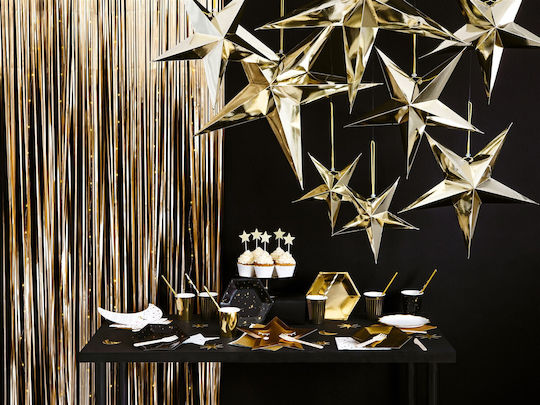 PartyDeco Weihnachtlicher Dekorativer Anhänger Stern Papier Gold 1Stück