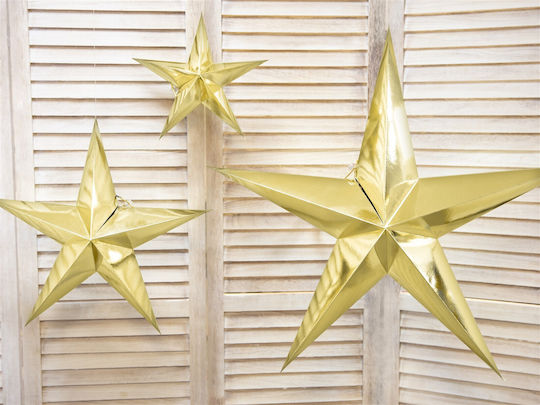 PartyDeco Weihnachtlicher Dekorativer Anhänger Stern Papier Gold 1Stück