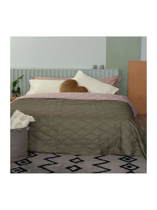 Palamaiki Romp Coverlet Single Microfiber Khaki / Rose 160x240cm