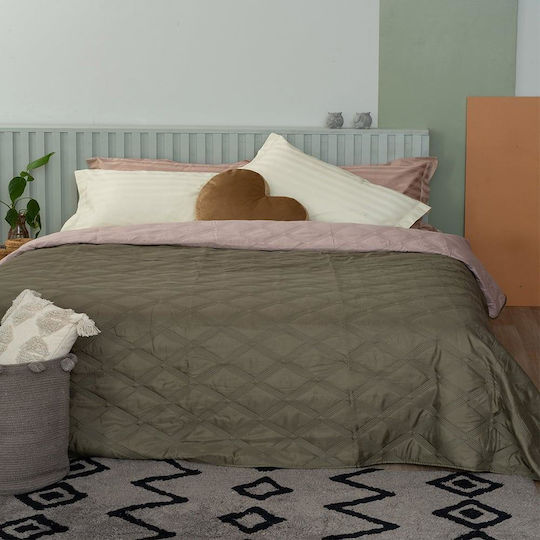 Palamaiki Romp Coverlet Single Khaki / Rose 160x240cm Palamaiki Romp Coverlet Single Khaki / Rose 160x240cm
