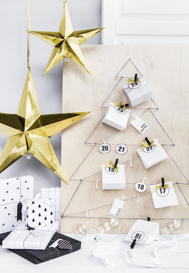 PartyDeco Crăciunesc Decorativ Suspendata Stea Hârtie Auriu 45buc 1buc
