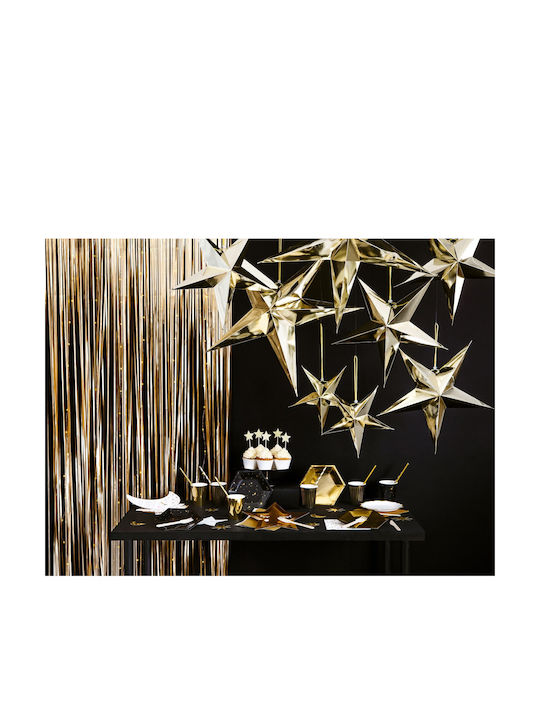 PartyDeco Weihnachtlicher Dekorativer Anhänger Stern Papier Gold 45cm 1Stück