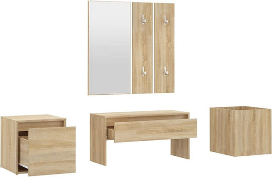 Eingangsmöbel mit Spiegel / Garderobe / Schuhschrank & Bank Sonoma Oak 80x30.5x40cm