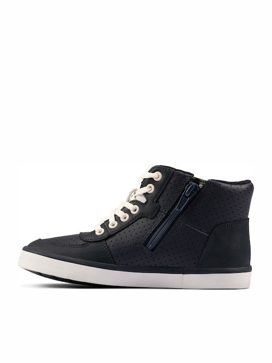 City Flake K Anatomical Leather Kids Boots with Laces Navy Blue