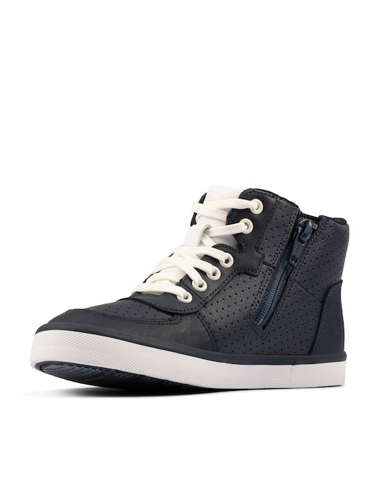 City Flake K Anatomical Leather Kids Boots with Laces Navy Blue