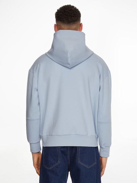 Calvin Klein Herren Sweatshirt mit Kapuze und Taschen Hellblau