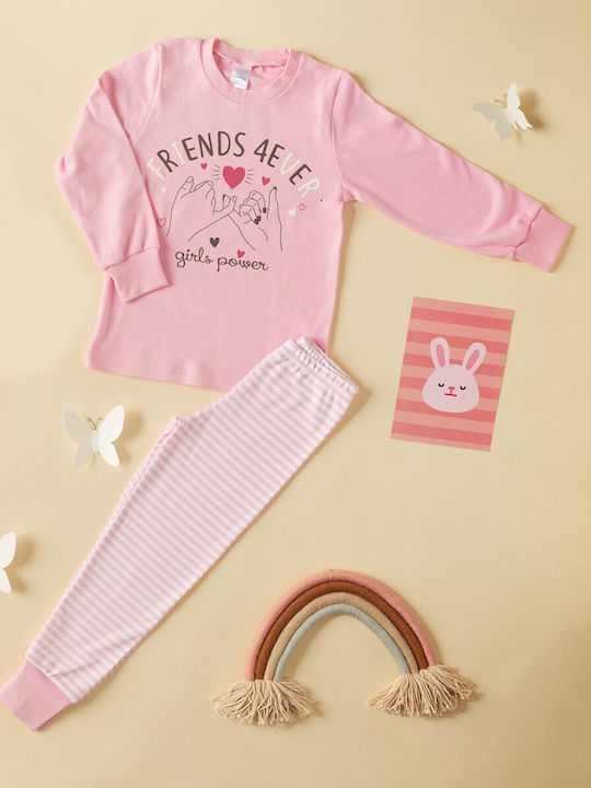 Pretty Baby Friends 4ever Set Top & Bottom Kids Winter Cotton Pyjamas Pink