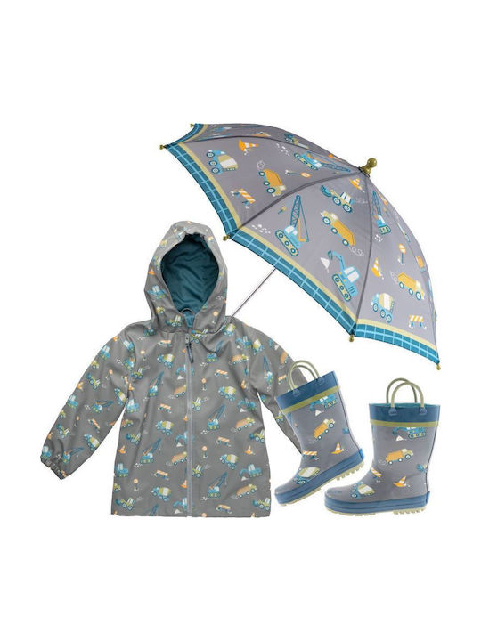 Waterproof Kids Casual Short Coat with Hood Grey