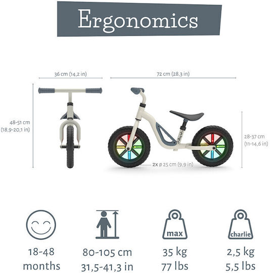 Chillafish Kids Balance Bike Charlie Glow White