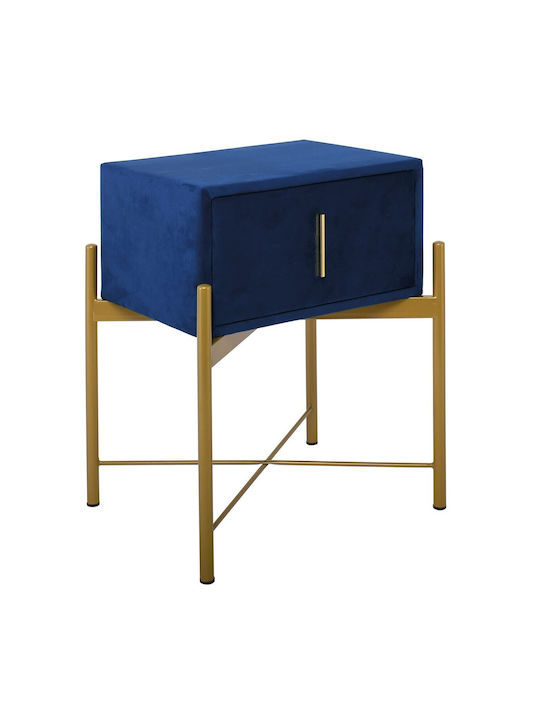 Passion Bedside Table with Fabric Cover Blue 51x40x65cm