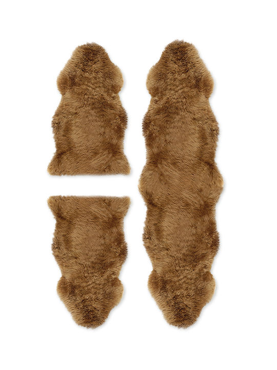 Tapicap Sheepskin Σετ Shaggy Χαλιά Κρεβατοκάμαρας Μάλλινα Beige 3τμχ