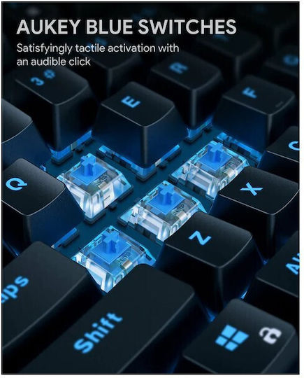 Aukey KMG14 Gaming Mechanical Keyboard Tenkeyless with Custom Blue switches and RGB lighting (English US)