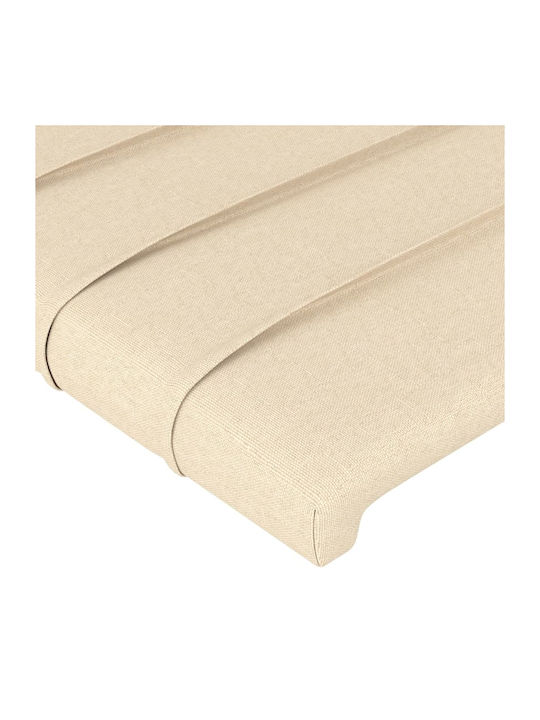 vidaXL Single Upholstered Fabric Bed Crème for Mattress 90x190cm