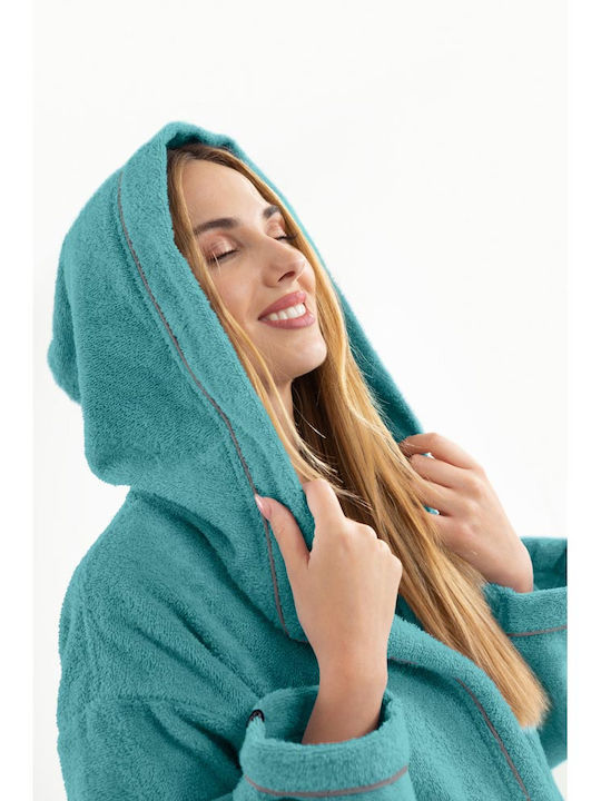 Guy Laroche Casual Bathrobe with Hood Petrol 400gr/m²