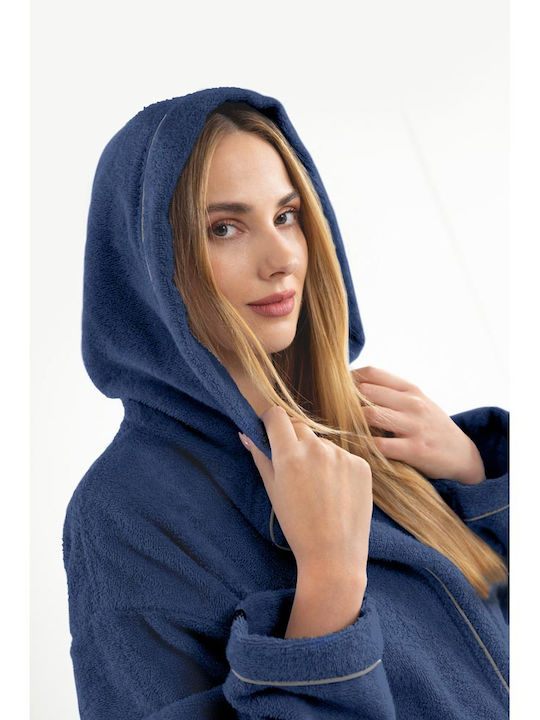 Guy Laroche Casual Bathrobe with Hood Marine 400gr/m²