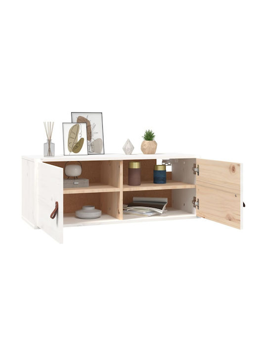 Hanging Living Room Cabinet Made of Solid White Wood 80x30x30cm