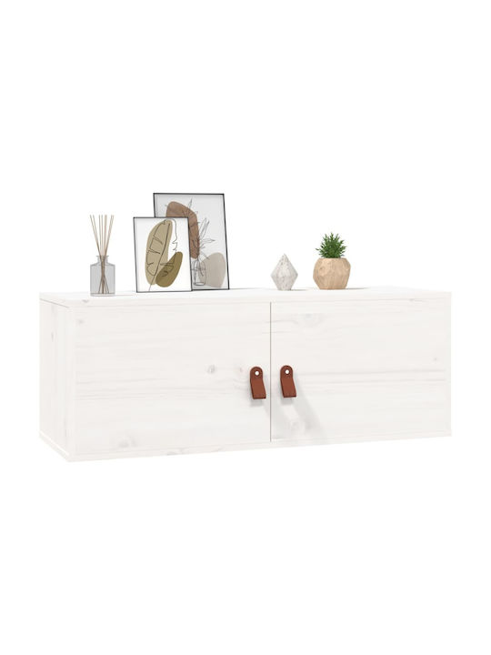 Hanging Living Room Cabinet Made of Solid White Wood 80x30x30cm