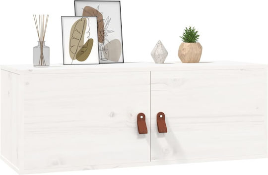 Hanging Living Room Cabinet Made of Solid White Wood 80x30x30cm