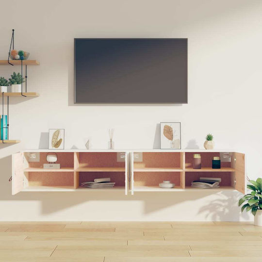 Hanging Living Room Cabinet Made of Solid White Wood 80x30x30cm