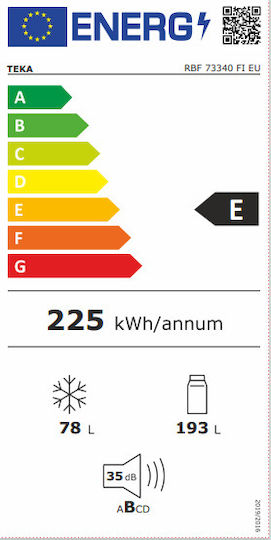 Teka Εντοιχιζόμενος Ψυγειοκαταψύκτης 271lt Υ177.5xΠ54xΒ54.5εκ. Inox RBF 73340 FI