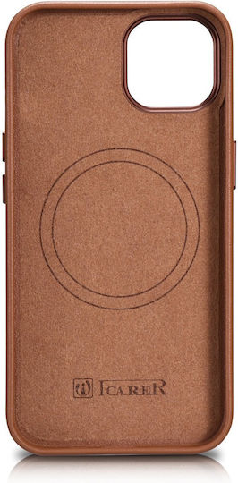 iCarer Genuine Leather Back Cover Δερμάτινο Καφέ (iPhone 14 Plus)