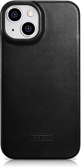 iCarer CE Oil Wax Premium Leather Folio Book Δερμάτινο Μαύρο (iPhone 14 Plus)