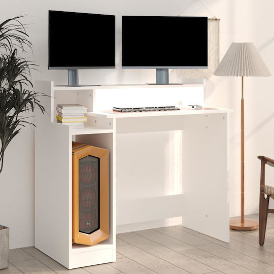 Computer Office Wooden White with LED & USB ports 97x45x90cm