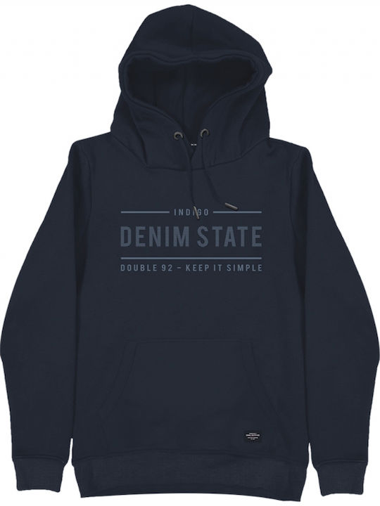 Double Men's Sweatshirt with Hood and Pockets Navy