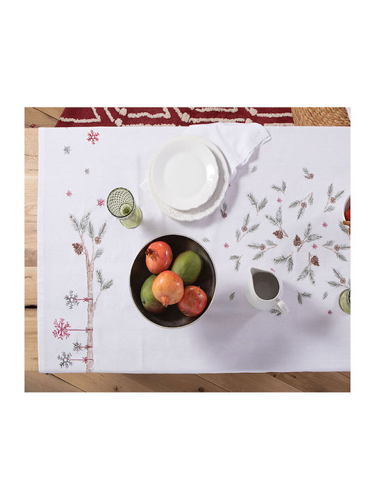 Nef-Nef Homeware Tweet Christmas Tablecloth Fabric White L140xW140cm.