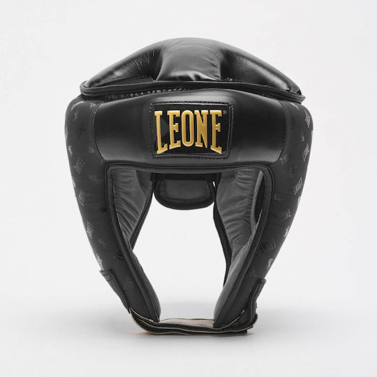 Leone DNA Adult Open Face Boxing Headgear Synthetic Leather Black