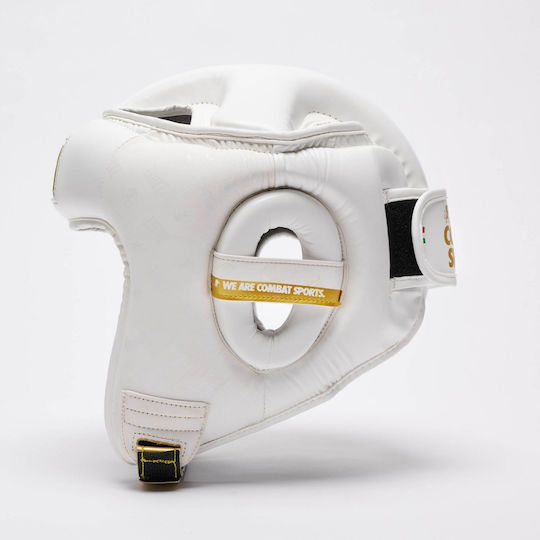 Leone DNA Adult Open Face Boxing Headgear Synthetic Leather White