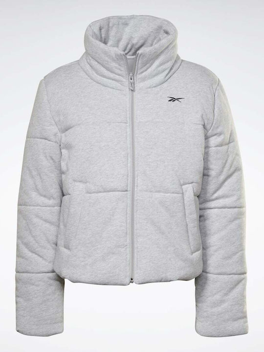 Studio Κοντό Γυναικείο Puffer Μπουφάν για Χειμώνα Light Grey Heather